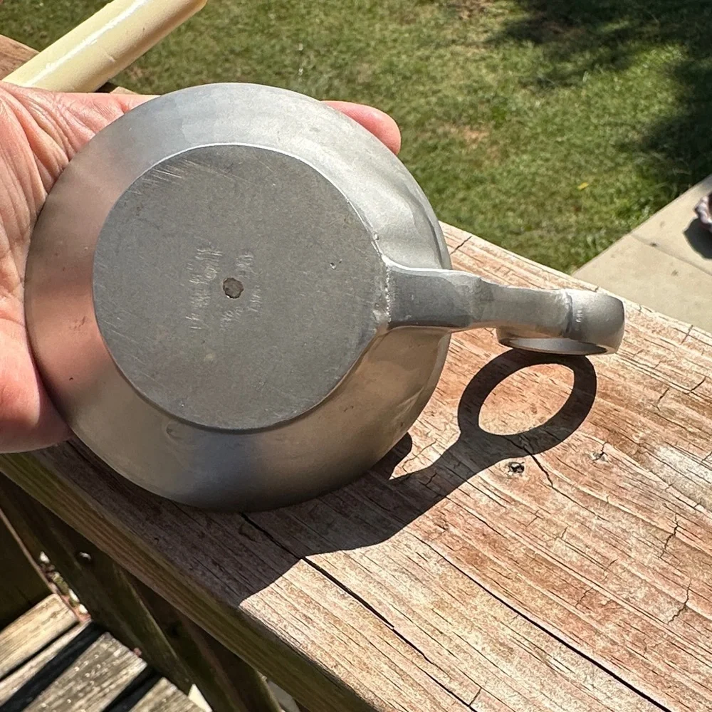 Silver Pewter Candle Holder with Handle and Cream Candle